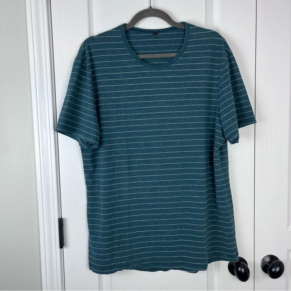 Men’s Lululemon 5 Year Basic Tee Short Sleeve Stripe Heathered Emerald Large